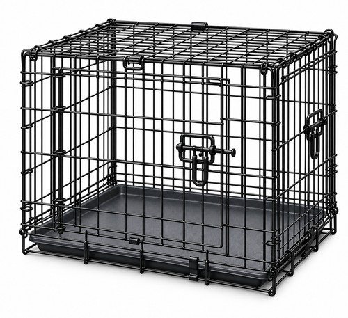 Foldable black dog cage - 24",