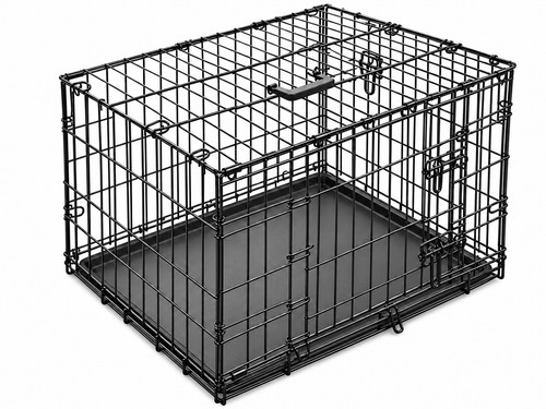 Foldable black dog cage - 24",