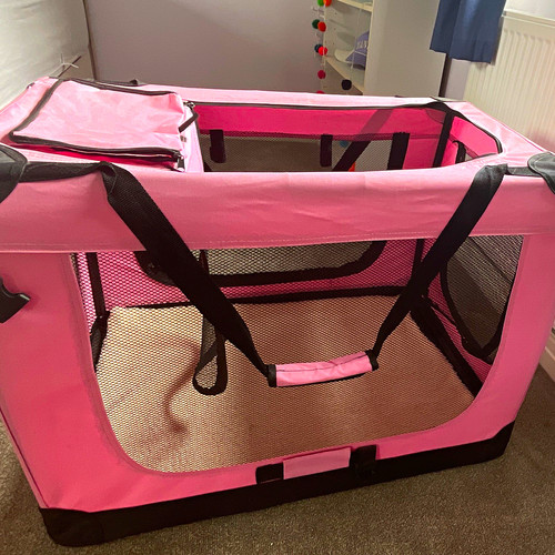 Pink soft sided folding dog - pink,