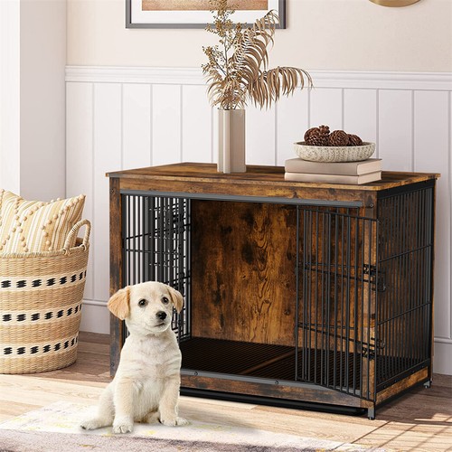 Solid wooden dog crate - dog,