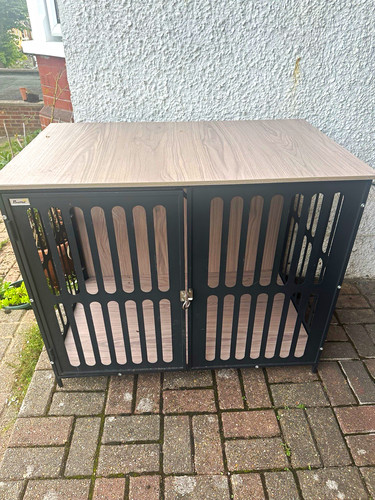 Pawhut double wooden dog cage - double,