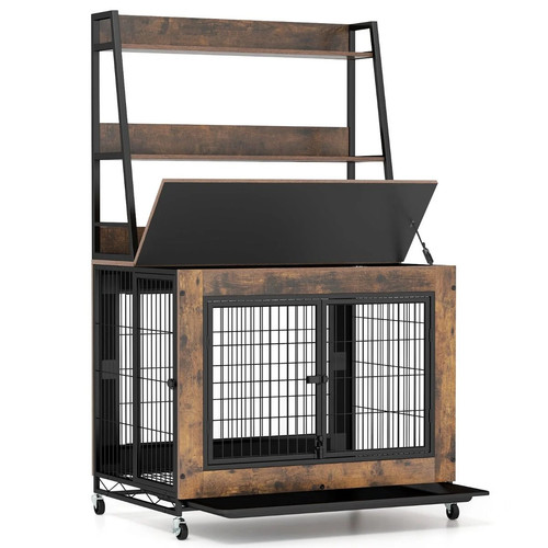 Door dog crate with - 3-door, flip-top