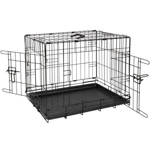Foldable black metal dog - 42",