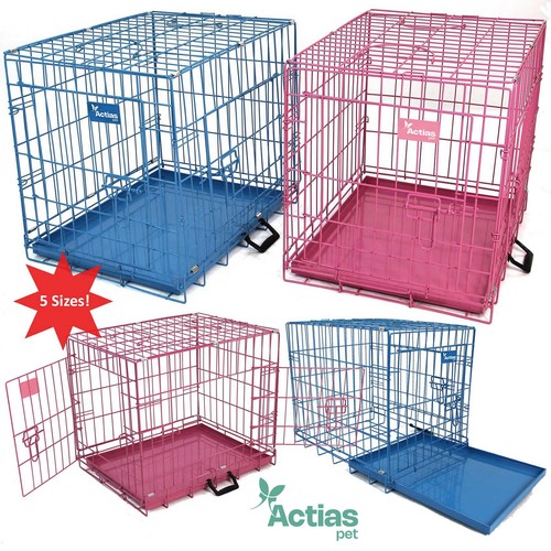 Pink blue dog cage puppy - cage, metal