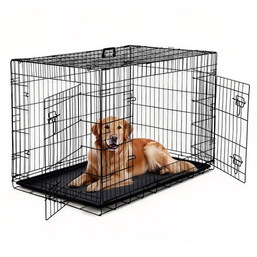 Folding metal dog crate - folding,